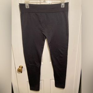 Terra & Sky Womans Plus Size 2X Fleece Lined Leggings Black Polyester Spandex